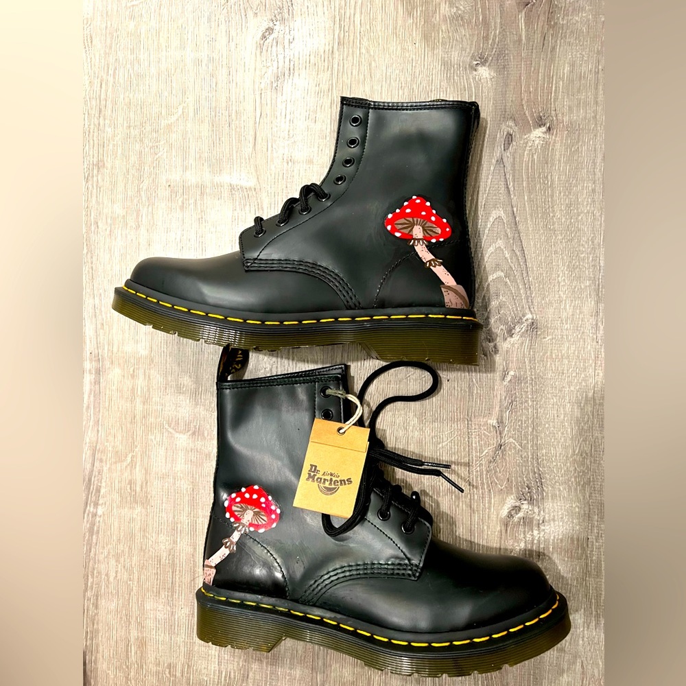 Custom hand painted mushroom Dr martens size 8